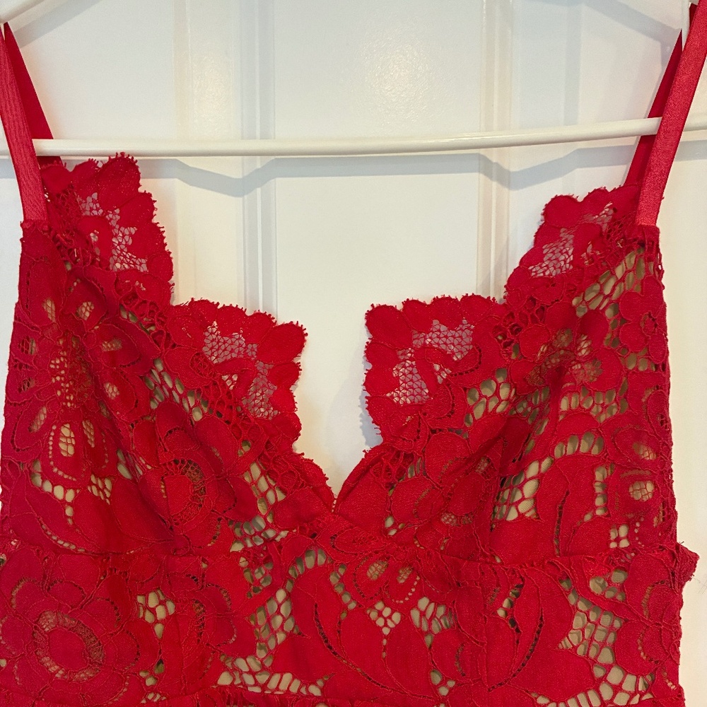 For Love and Lemons | Gianna Lace Dress Red Sz S - Picture 5 of 12